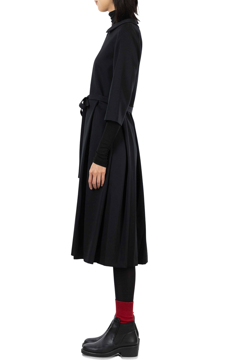Comme Des Garcons TAO - Wool Gabardine Overdyed Dress - Black