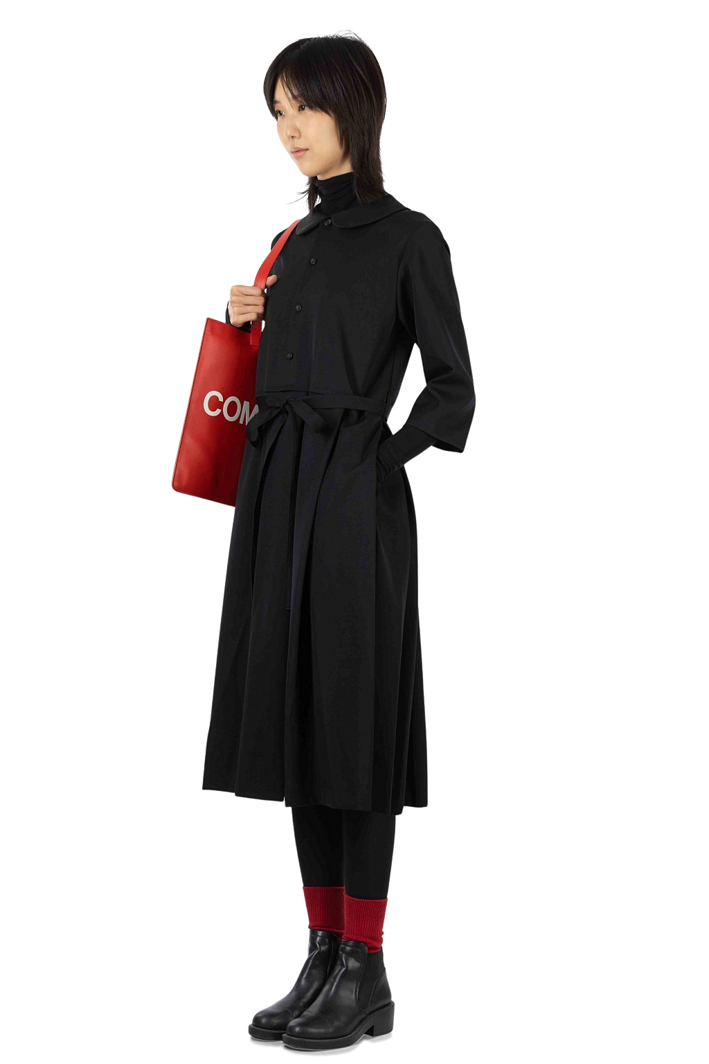 Comme Des Garcons TAO - Wool Gabardine Overdyed Dress - Black