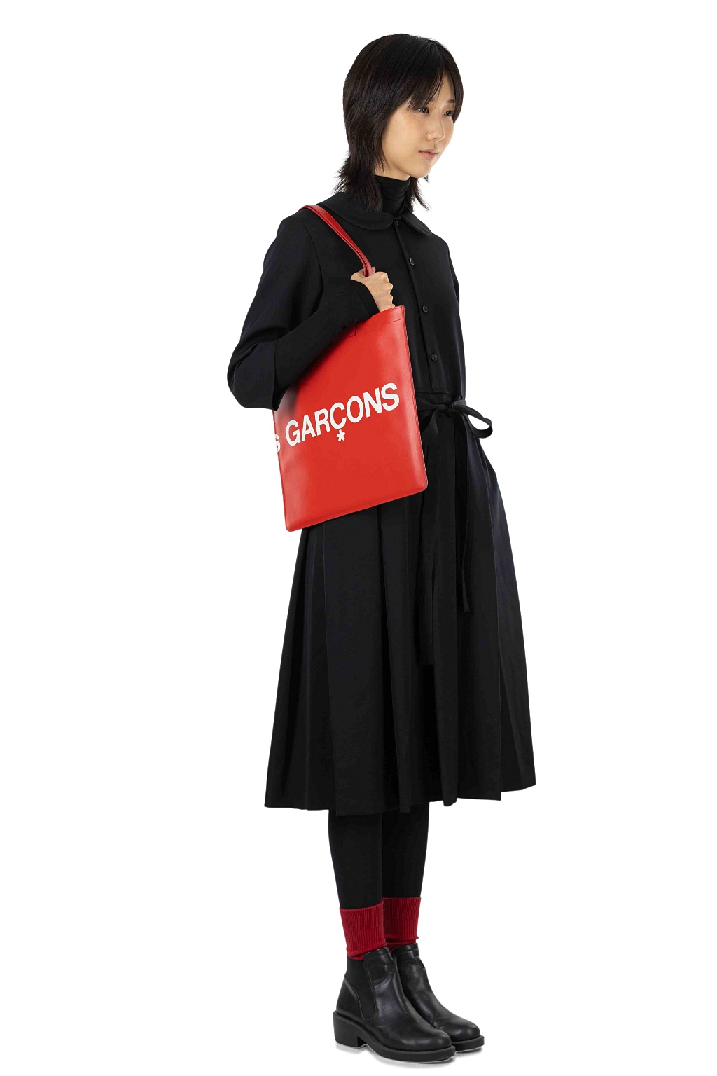 Comme Des Garcons TAO - Wool Gabardine Overdyed Dress - Black