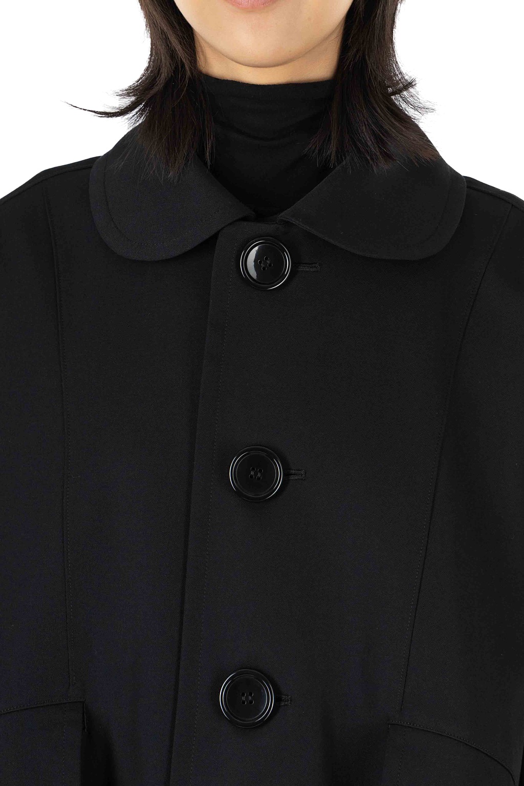 Comme Des Garcons TAO - Wool Gabardine Overdyed Long Coat - Black