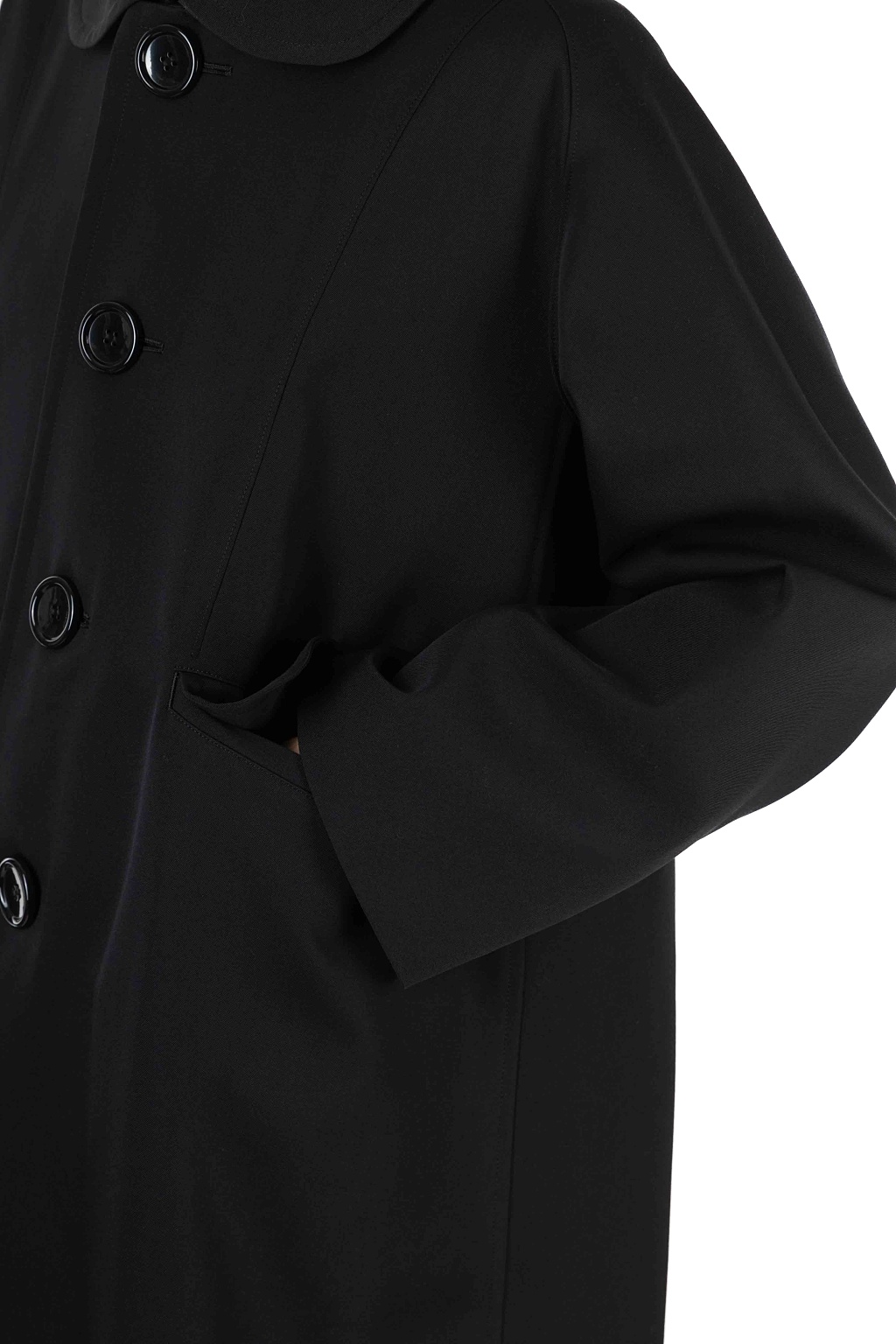 Comme Des Garcons TAO - Wool Gabardine Overdyed Long Coat - Black