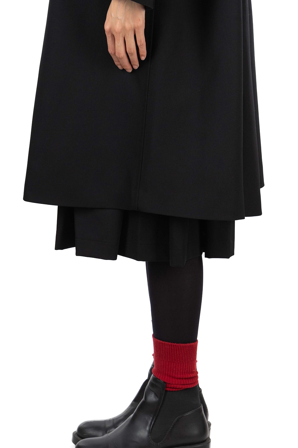 Comme Des Garcons TAO - Wool Gabardine Overdyed Long Coat - Black