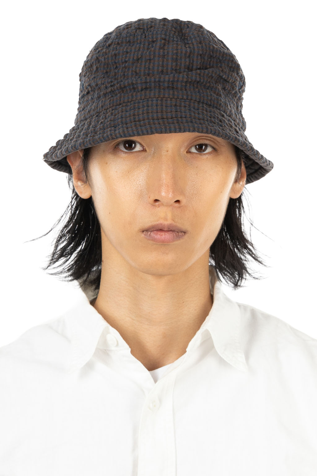 Decho - Check Reversible Bucket Hat - Brown x Navy