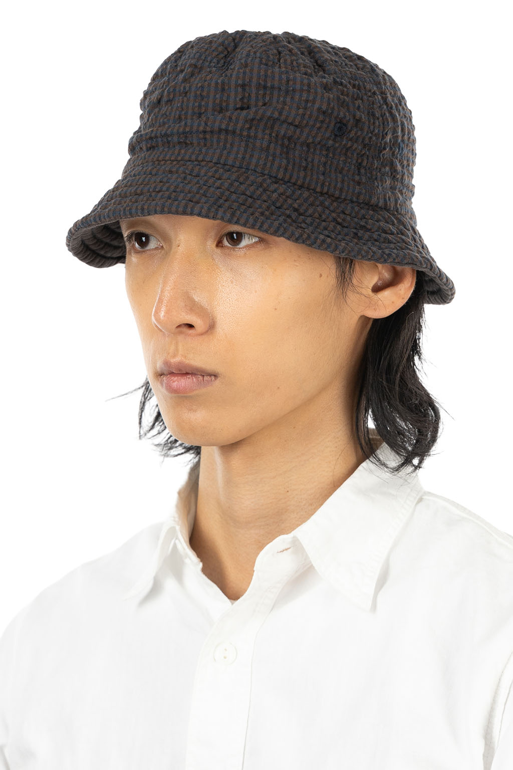 Decho - Check Reversible Bucket Hat - Brown x Navy