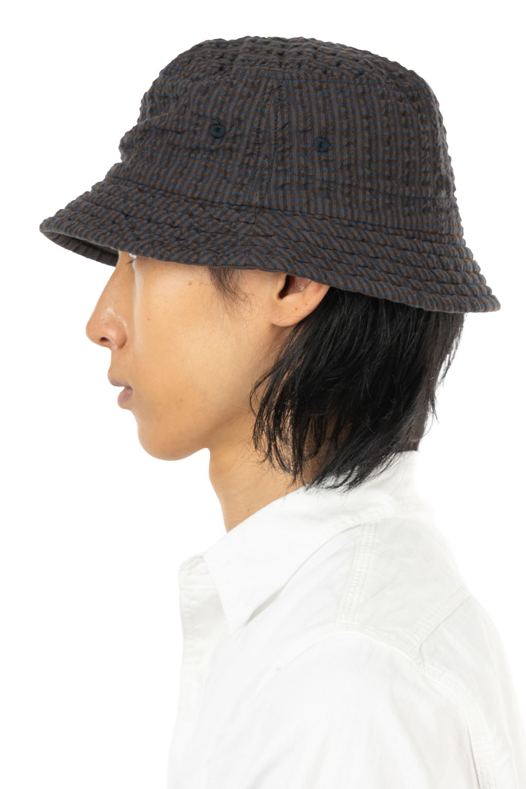 Decho - Check Reversible Bucket Hat - Brown x Navy