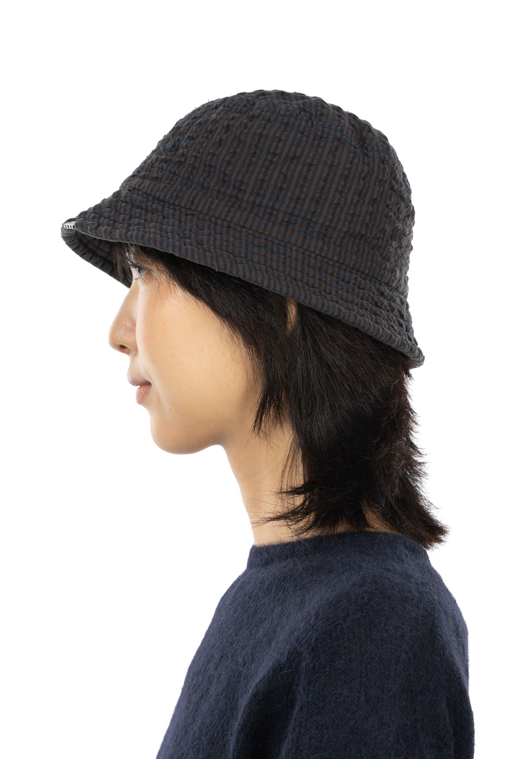 Decho - Check Reversible Bucket Hat - Brown x Navy