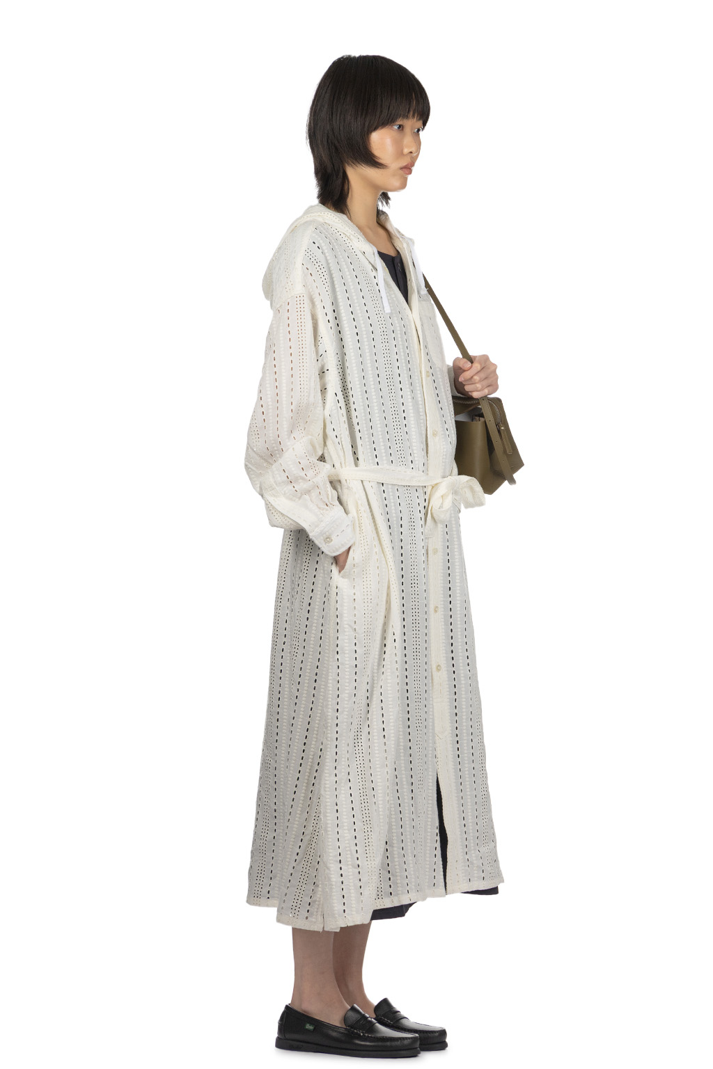 Engineered Garments - Hooded BD Dress -White Rayon Embroidery Eyelet