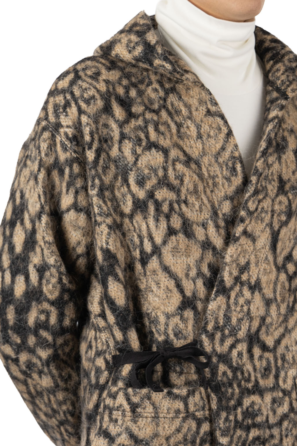 Engineered Garments - Knit Robe - Brown Wool Poly Leopard Jacquard