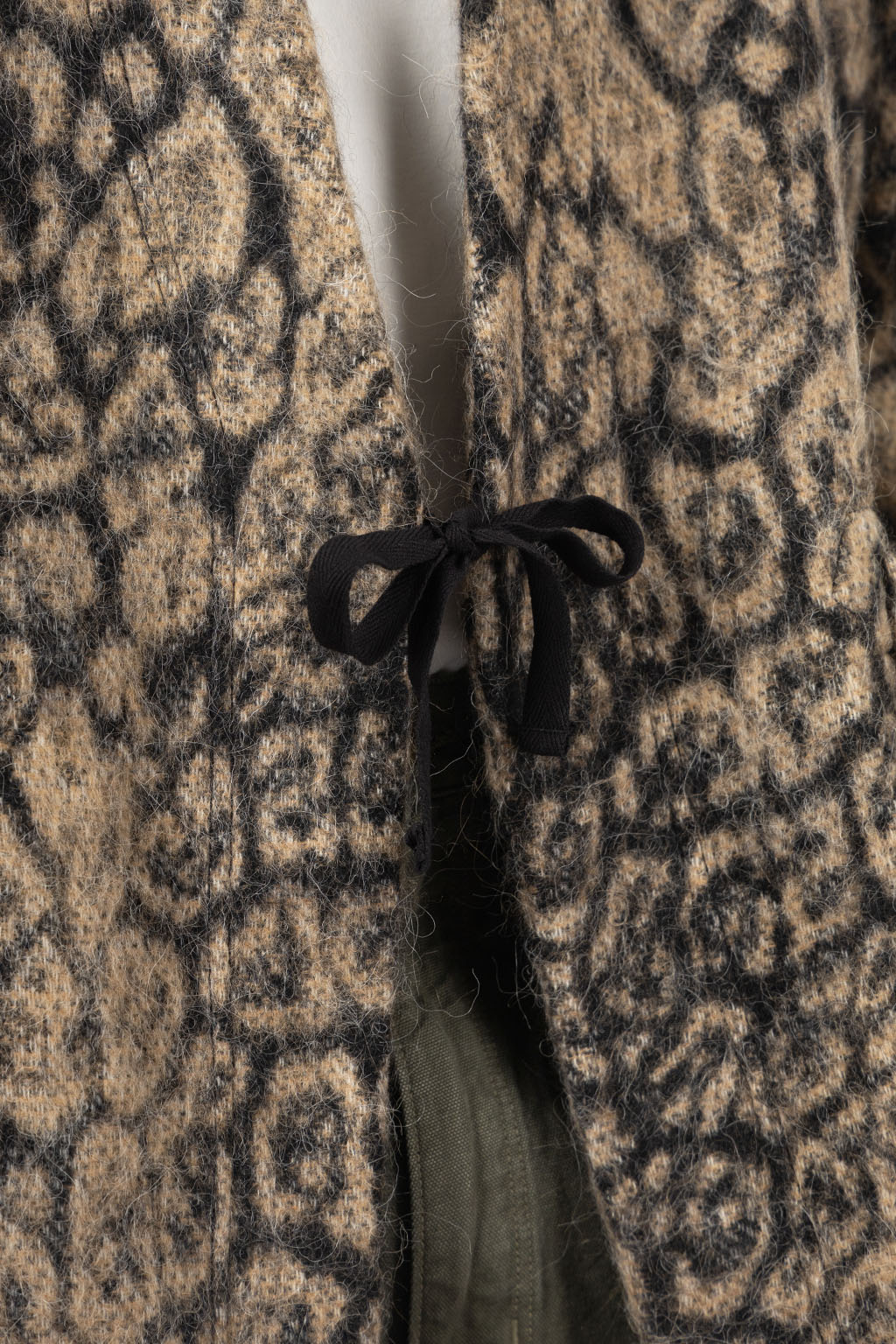 Engineered Garments - Knit Robe - Brown Wool Poly Leopard Jacquard