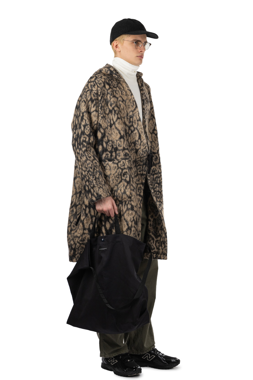 Engineered Garments - Knit Robe - Brown Wool Poly Leopard Jacquard