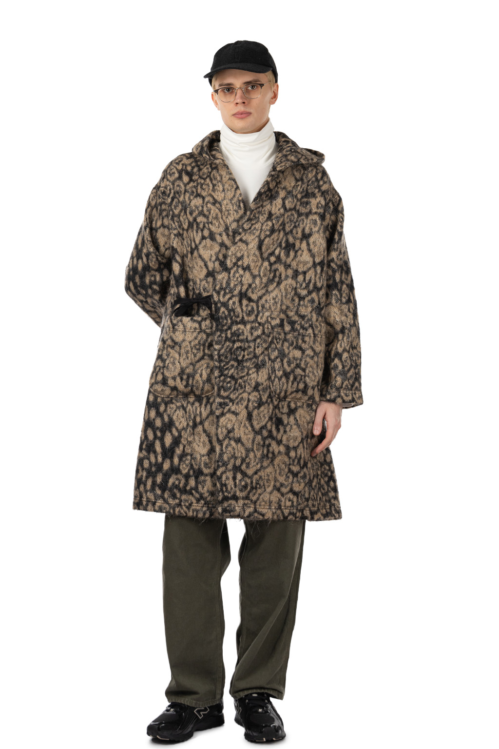 Engineered Garments - Knit Robe - Brown Wool Poly Leopard Jacquard