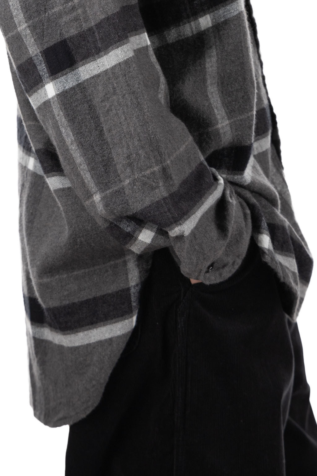 Engineered Garments - Work Shirt - Grey/Black Cotton Brushed Big Plaid