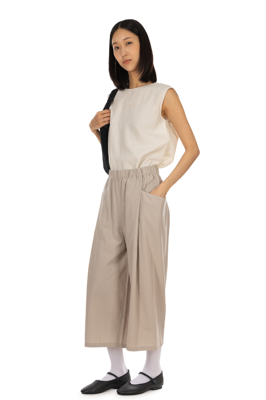 Evam Eva - Cotton Culotte Pants - Greige