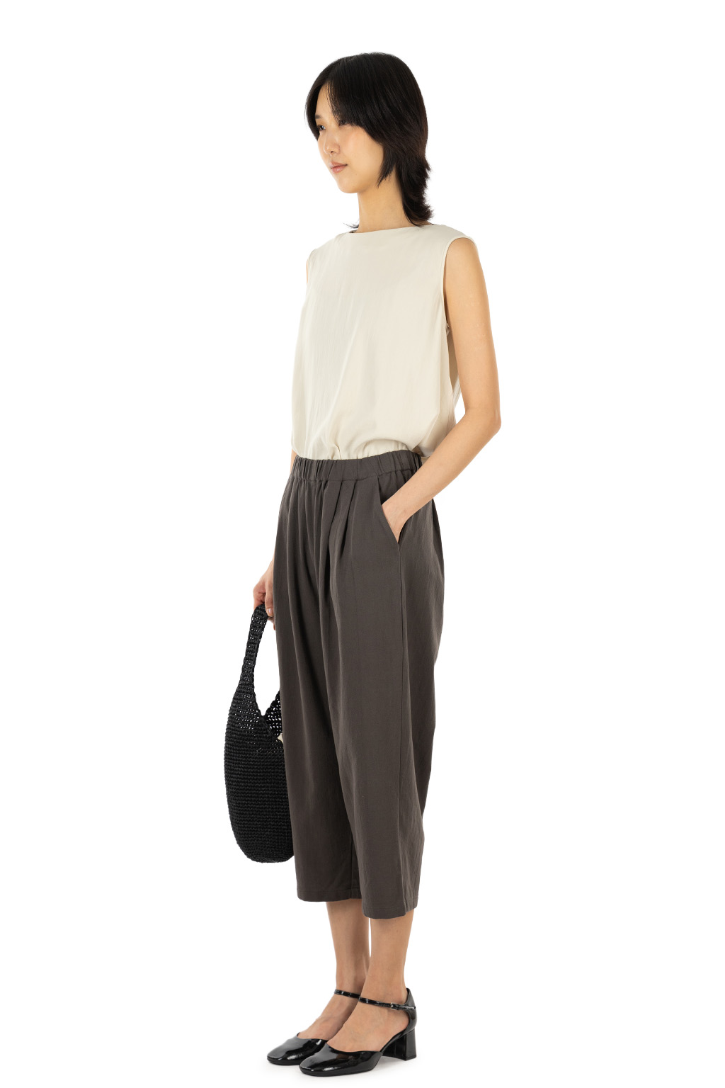 Evam Eva - Cotton Voile Tuck Pants - Dark Brown