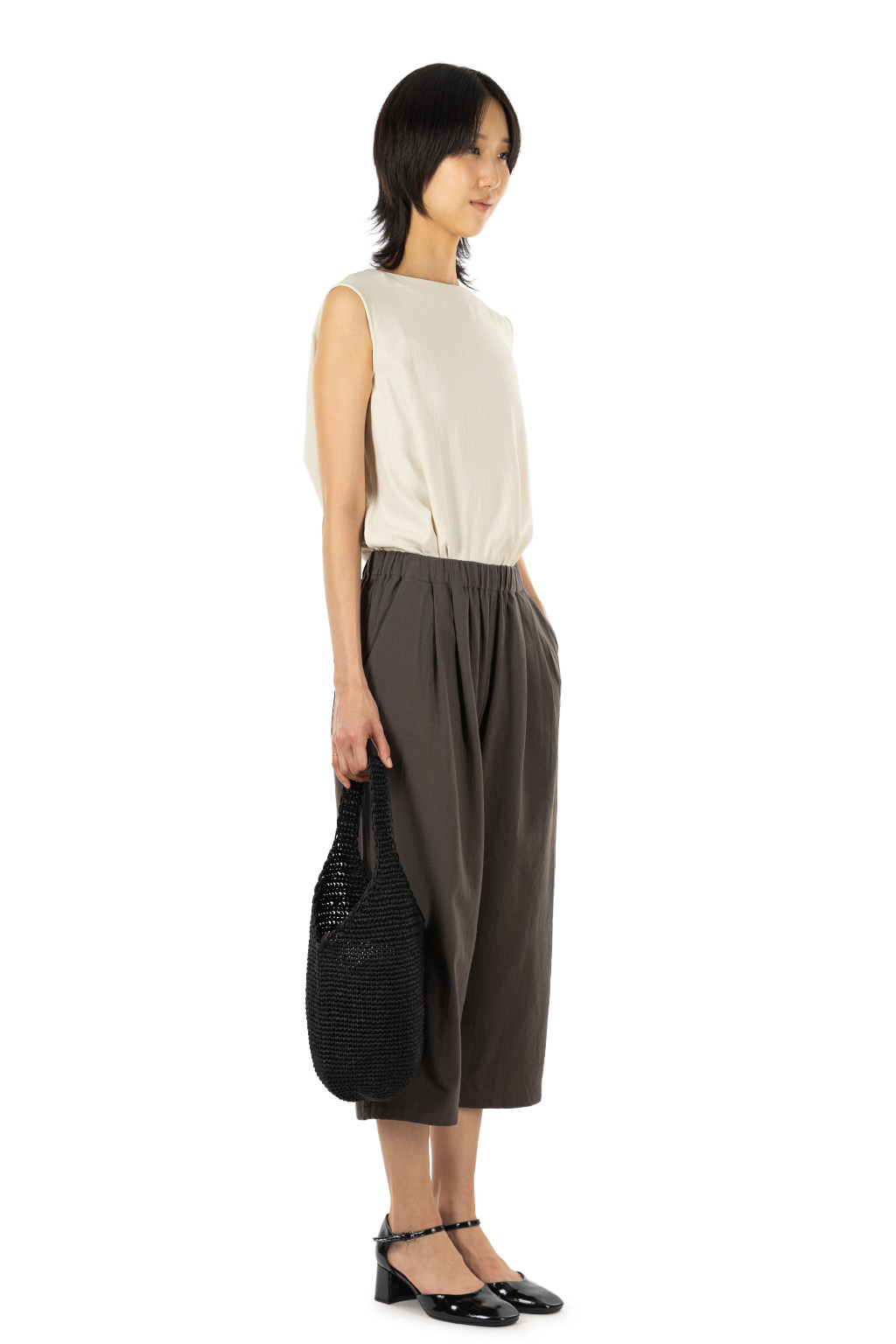 Evam Eva - Cotton Voile Tuck Pants - Dark Brown