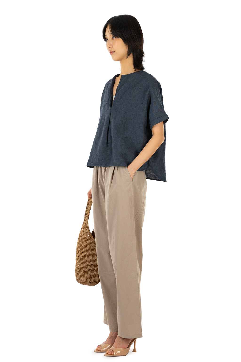 Evam Eva - Linen Tuck Pullover - Navy