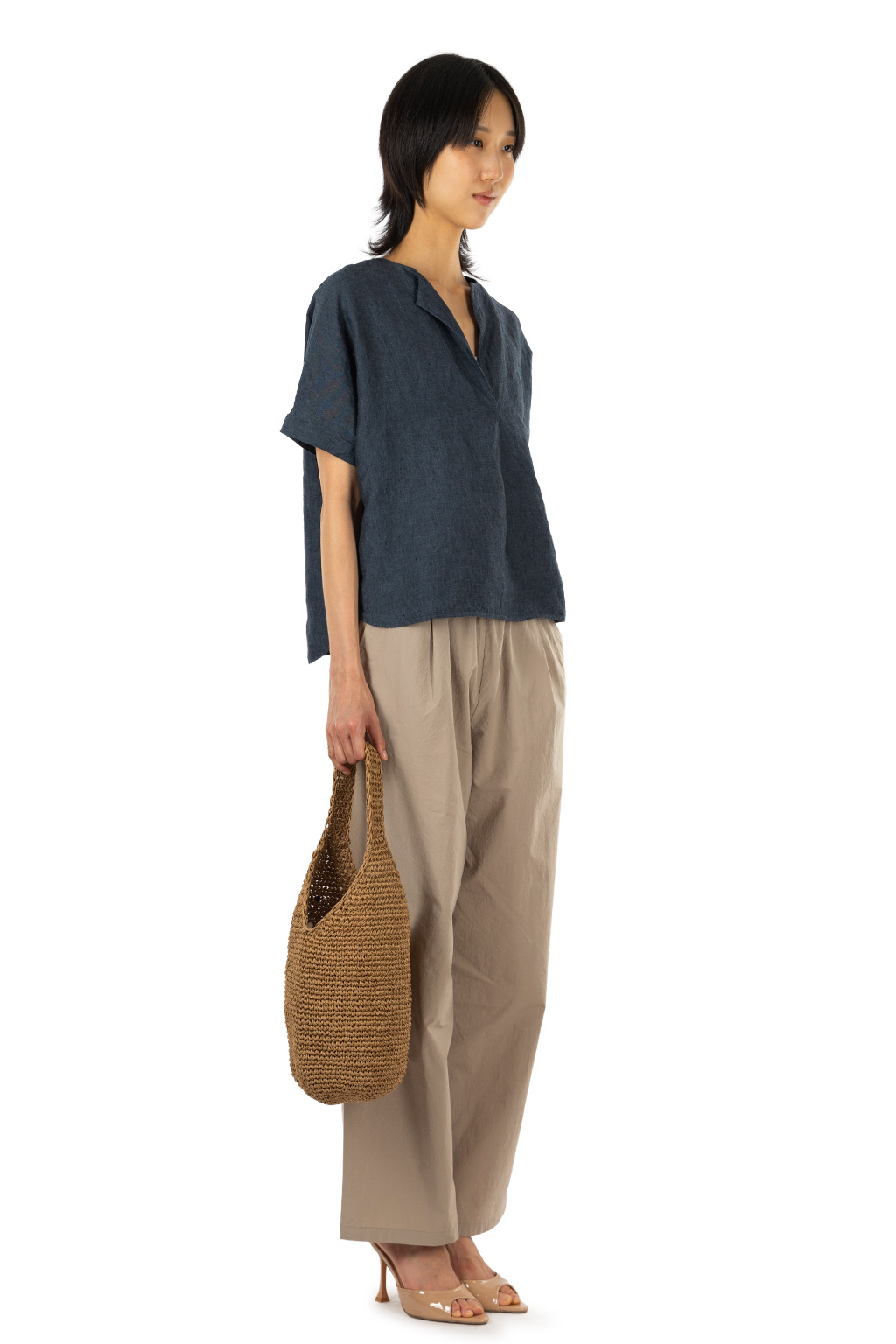 Evam Eva - Linen Tuck Pullover - Navy