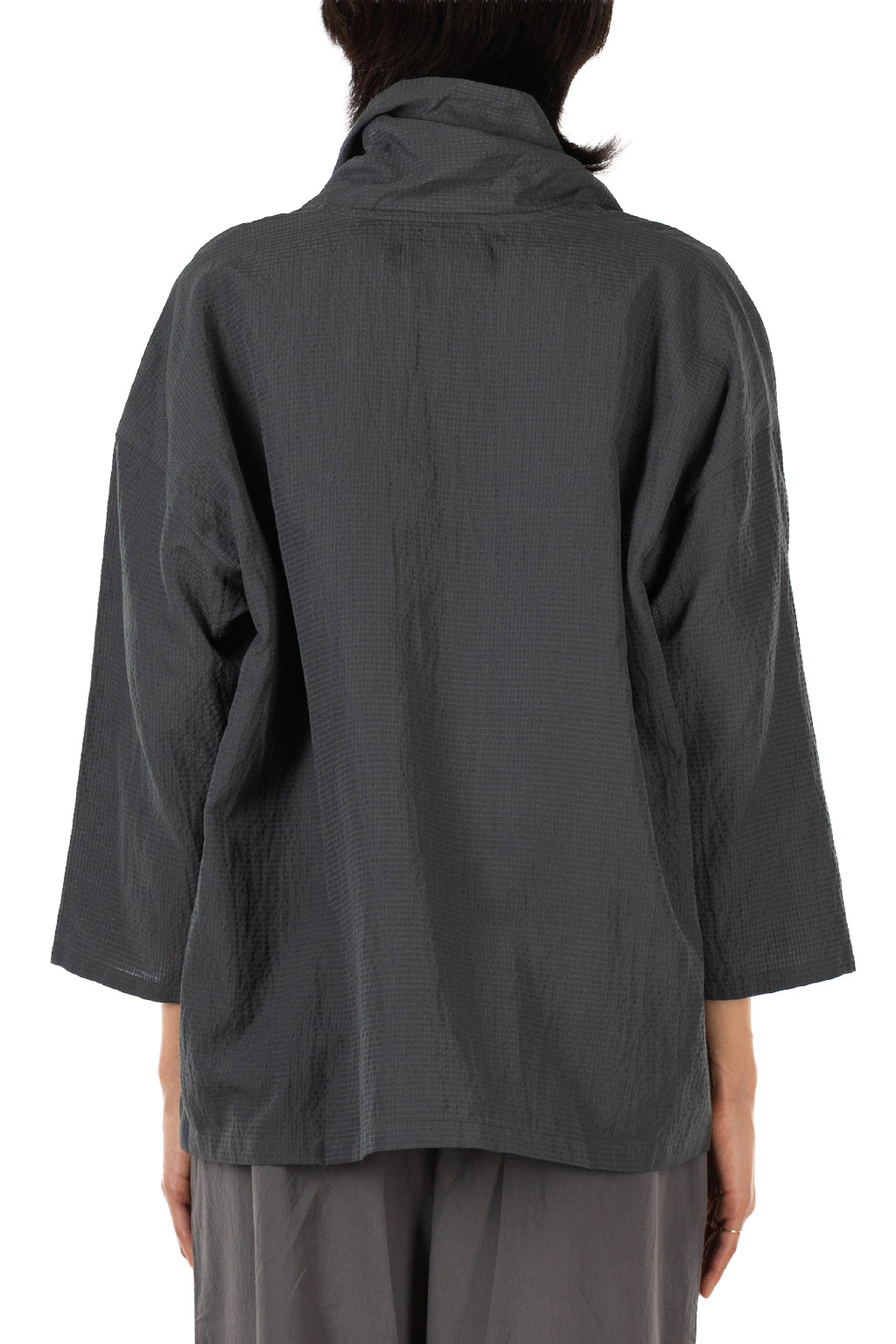 Evam Eva - Pin Check Short Robe - Ink Blue