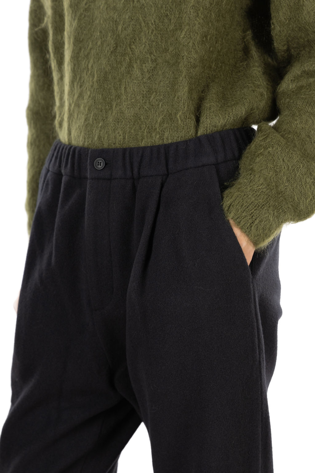 Evam Eva - Unisex Wool Tuck Pants - Sumi