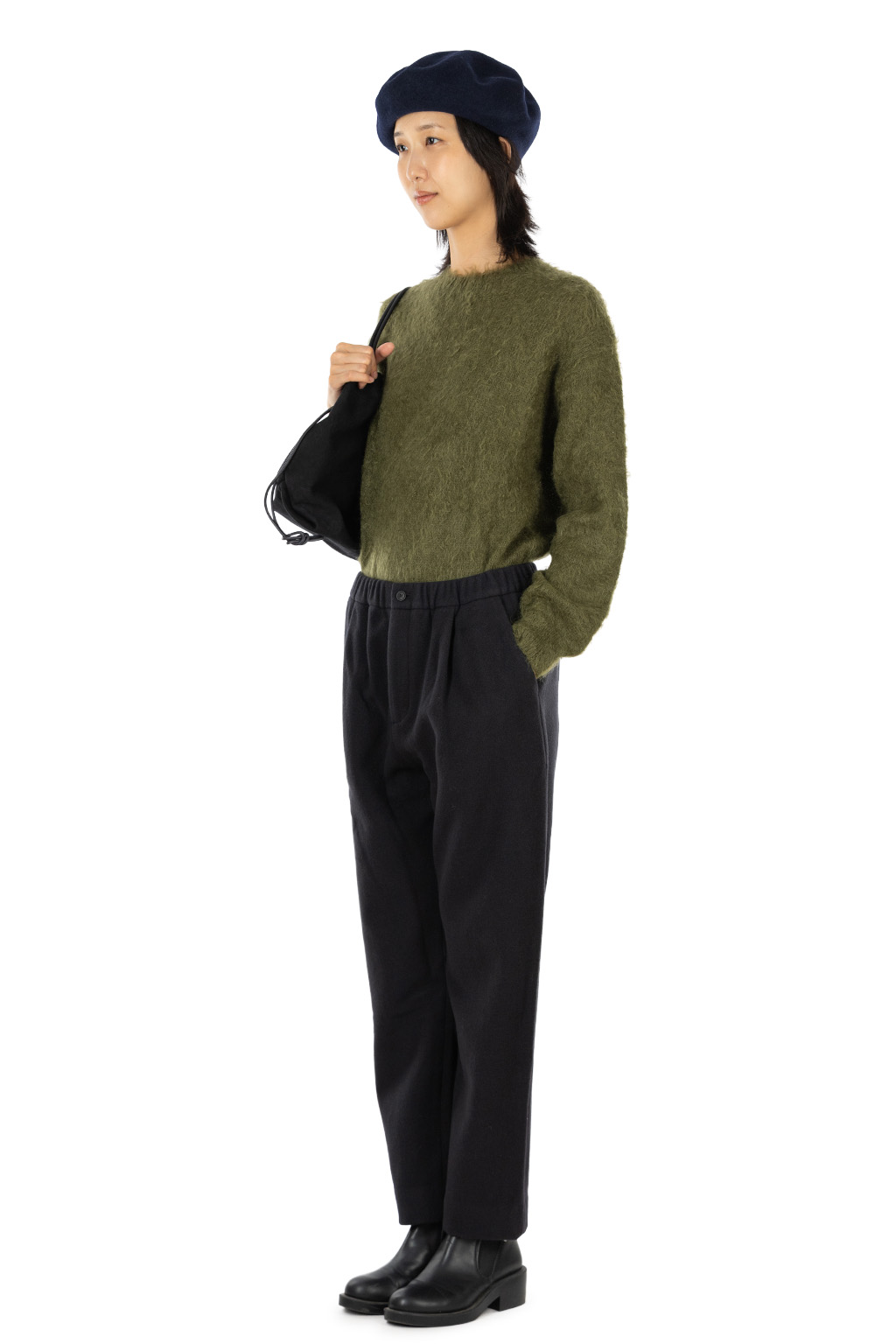 Evam Eva - Unisex Wool Tuck Pants - Sumi