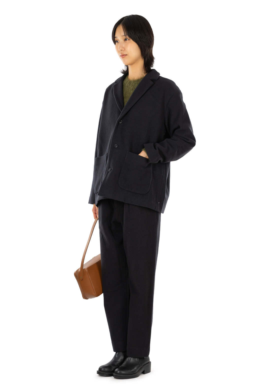 Evam Eva - Unisex Wool Tuck Pants - Sumi