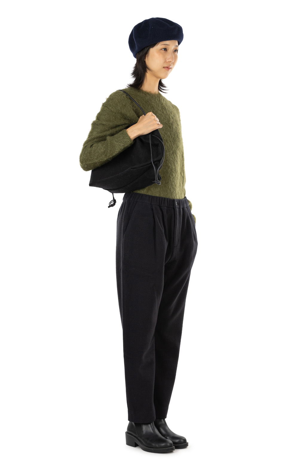 Evam Eva - Unisex Wool Tuck Pants - Sumi
