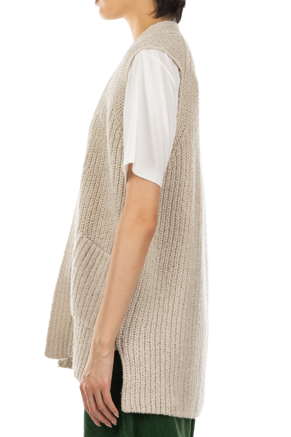 Evam Eva - Wool Alpaca Aze Vest - Antique White