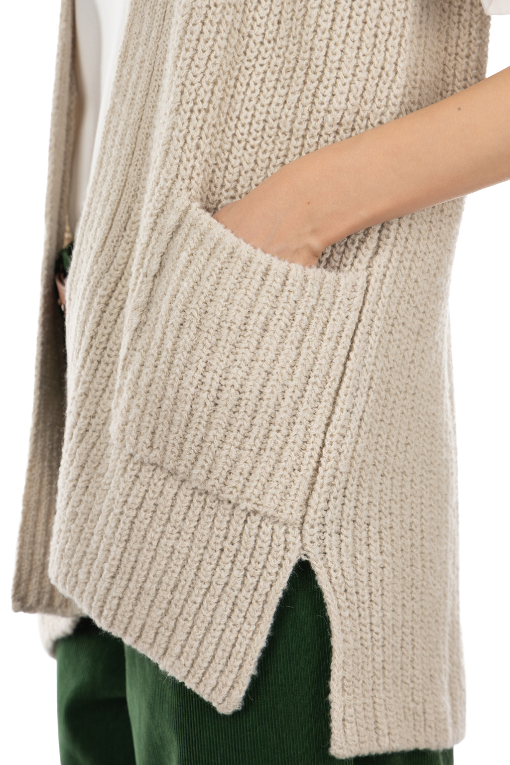 Evam Eva - Wool Alpaca Aze Vest - Antique White