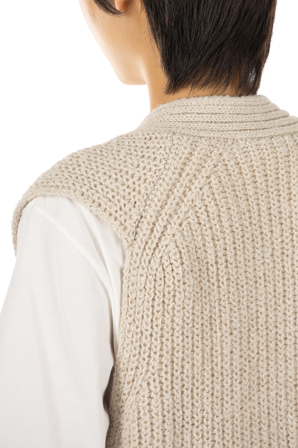 Evam Eva - Wool Alpaca Aze Vest - Antique White