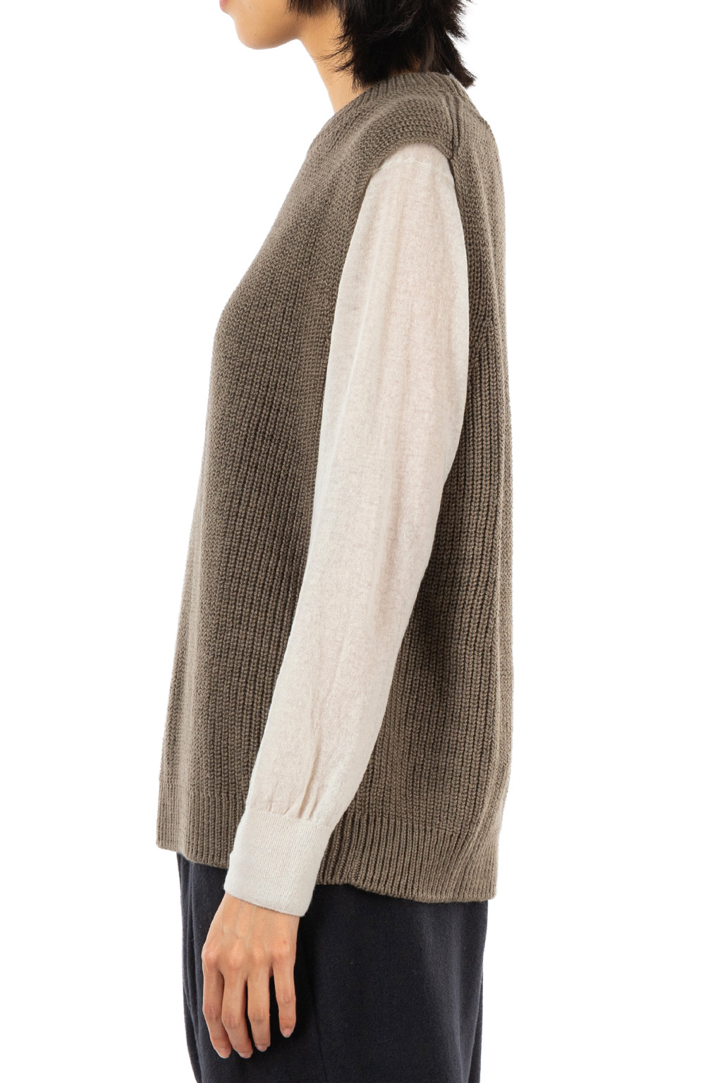Evam Eva - Men's Wool Cotton Aze Vest - Winter Leaf