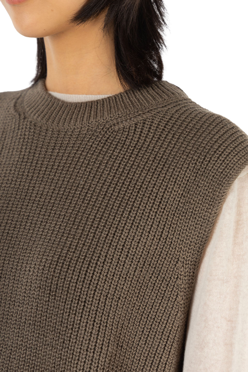 Evam Eva - Men's Wool Cotton Aze Vest - Winter Leaf