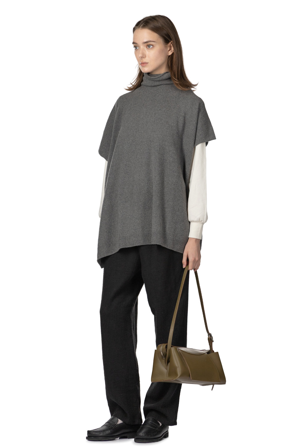 Evam Eva - Wool Sable Poncho - Gray