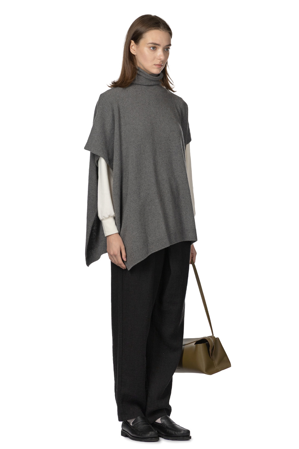 Evam Eva - Wool Sable Poncho - Gray