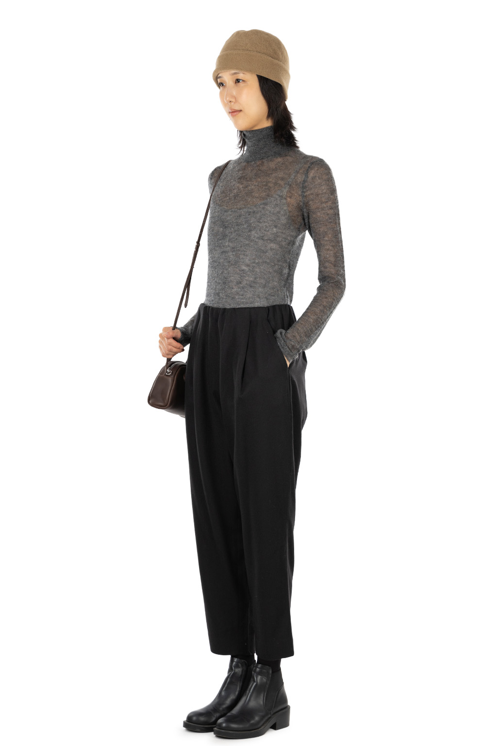 Evam Eva - Wool Tuck Pants - Sumi