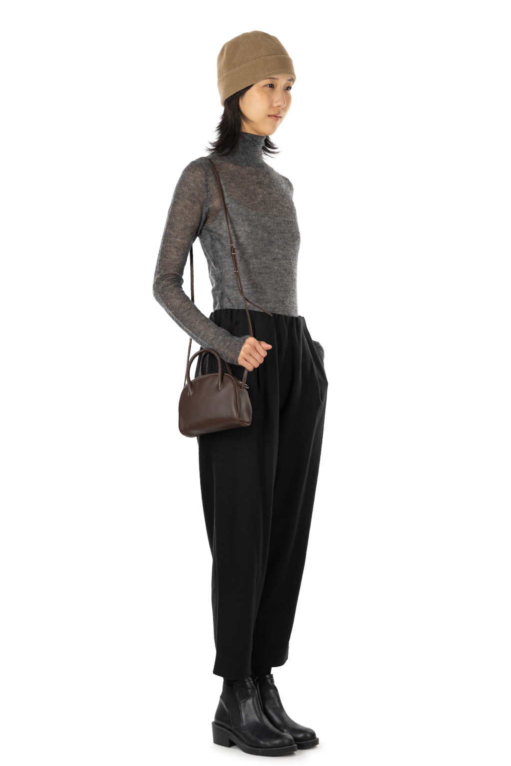 Evam Eva - Wool Tuck Pants - Sumi