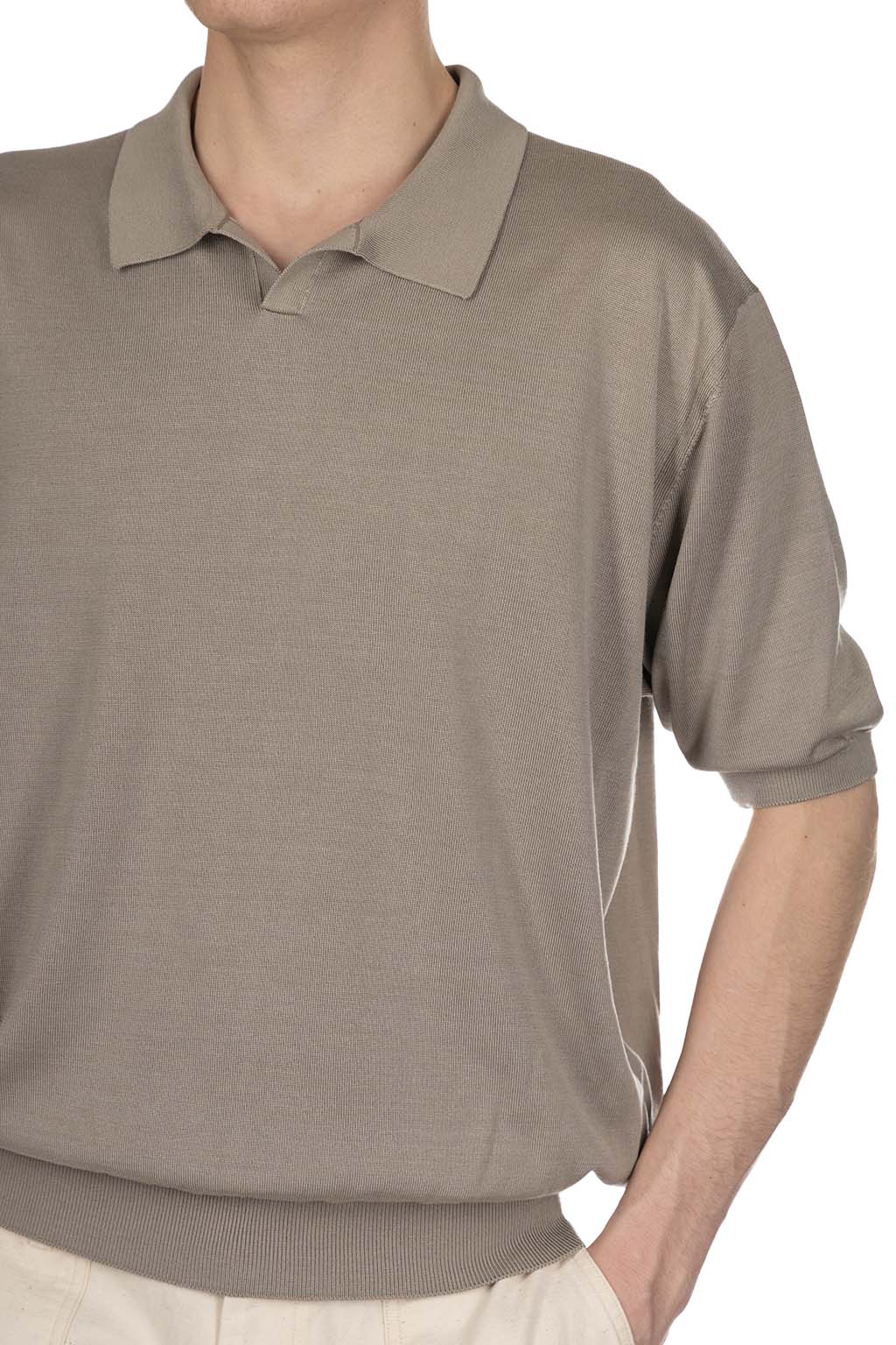 HERILL - Silk Polo Shirt - Beige