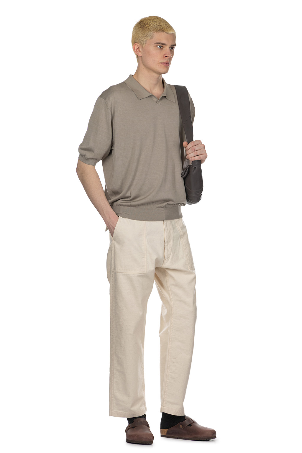 HERILL - Silk Polo Shirt - Beige