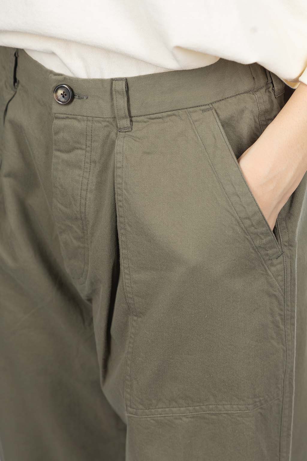 ichi - Cotton Tapered Pants - Green