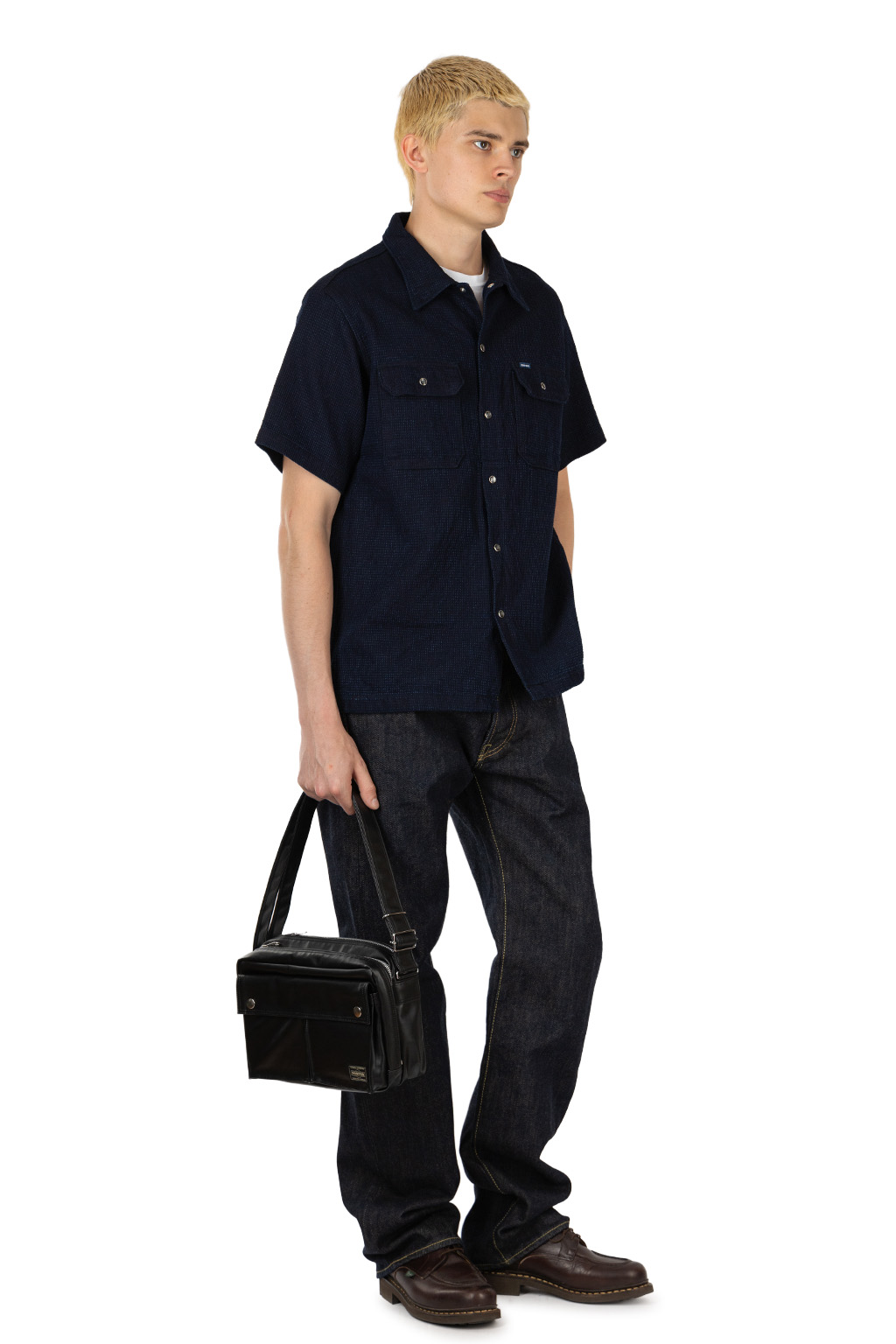 Iron Heart - 10oz Dobby Cloth Short Sleeve Mechanic Shirt - Indigo