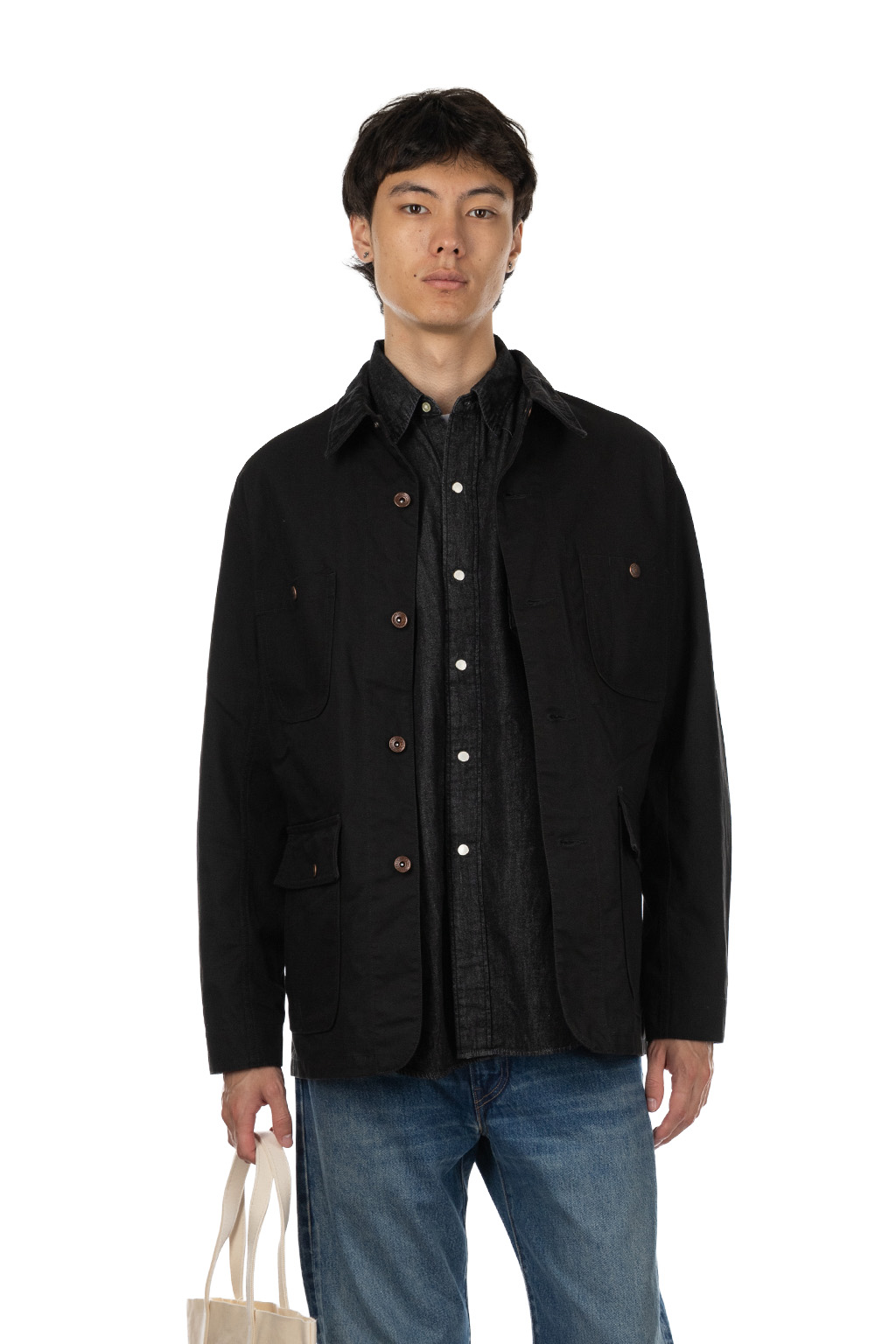 Iron Heart - 10oz Kurashikizome Organic Cotton Duck Chore Jacket - Black