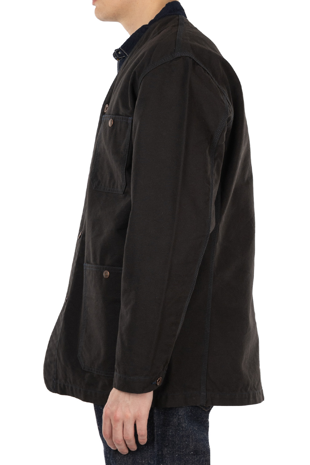 Iron Heart - 13.5oz Duck Collarless Chore Jacket - Black
