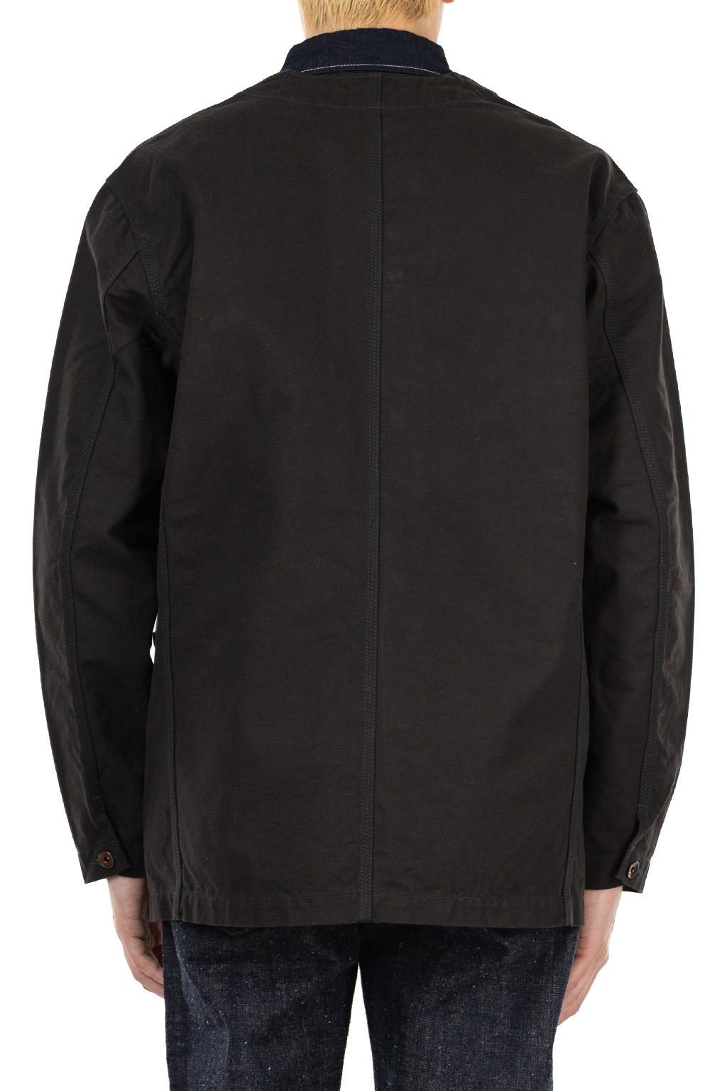 Iron Heart - 13.5oz Duck Collarless Chore Jacket - Black