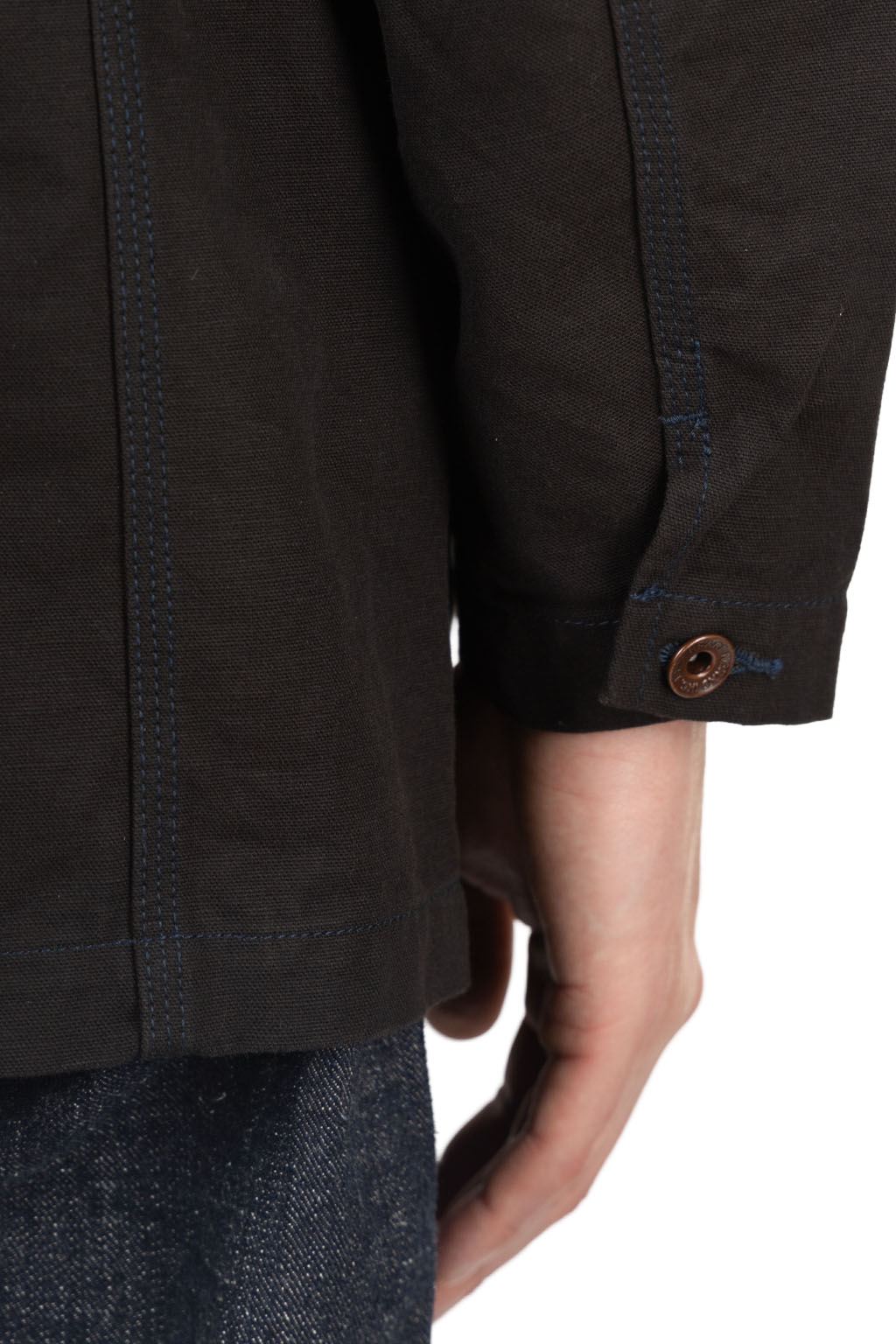 Iron Heart - 13.5oz Duck Collarless Chore Jacket - Black