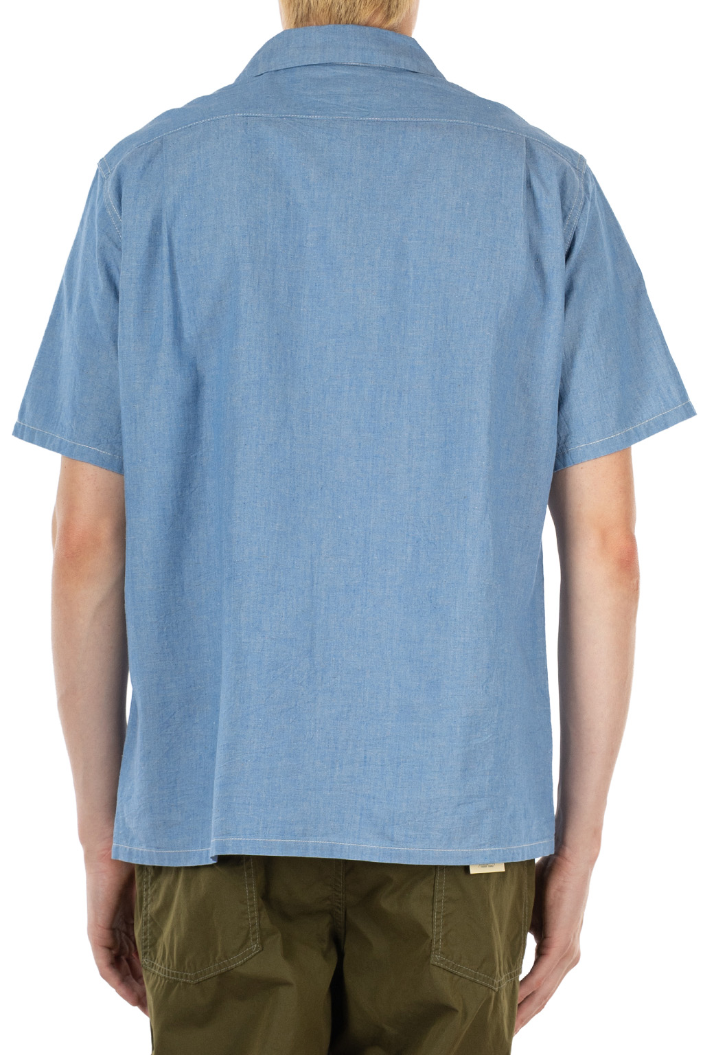 Iron Heart - 5oz Cotton Linen Open Collar SS Shirt - Sax Blue