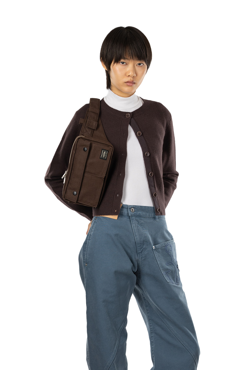 JW Anderson - Contrast Embroidery Cardigan - Chocolate Brown