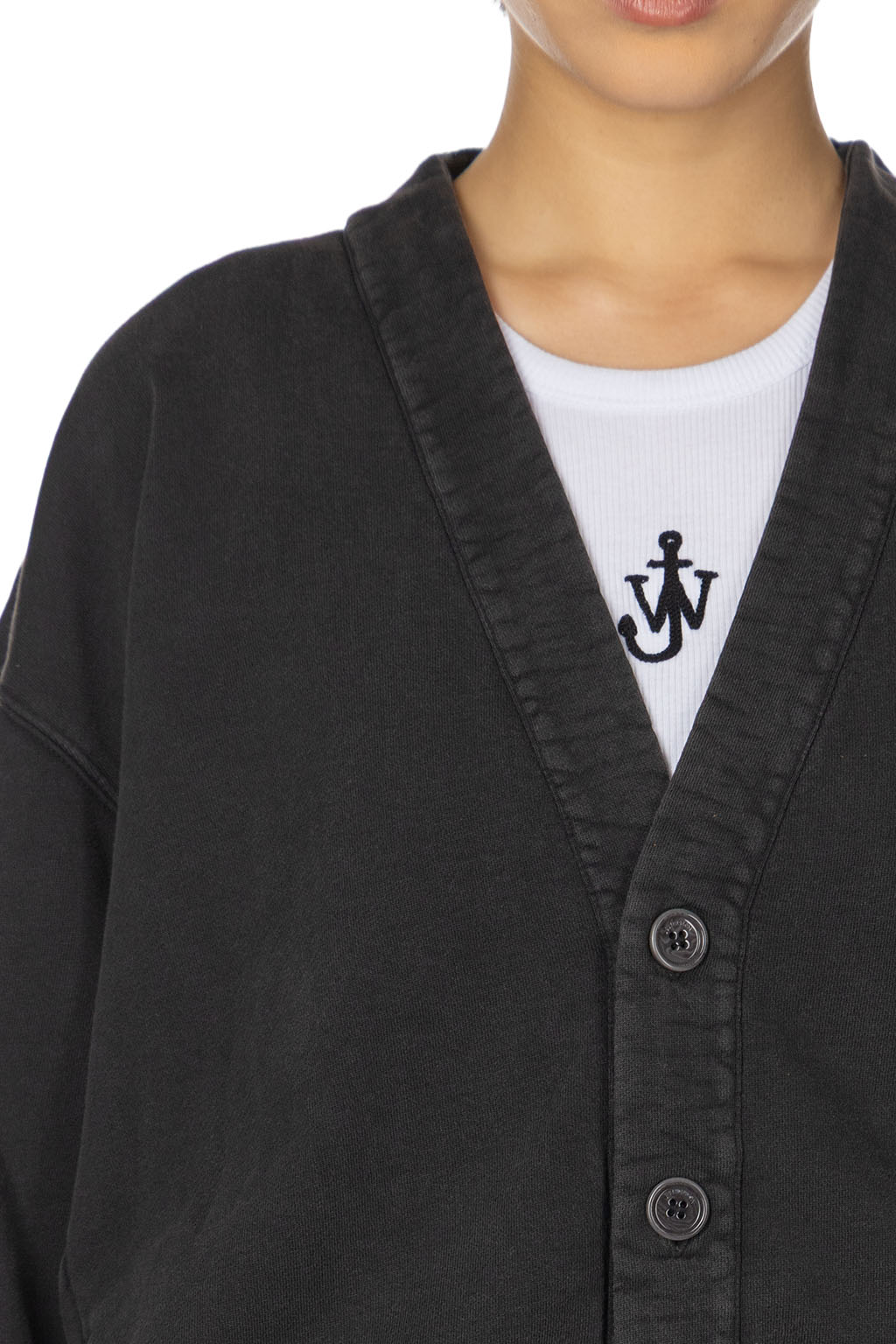 JW Anderson - Garment Dye V Neck Cardigan - Washed Black