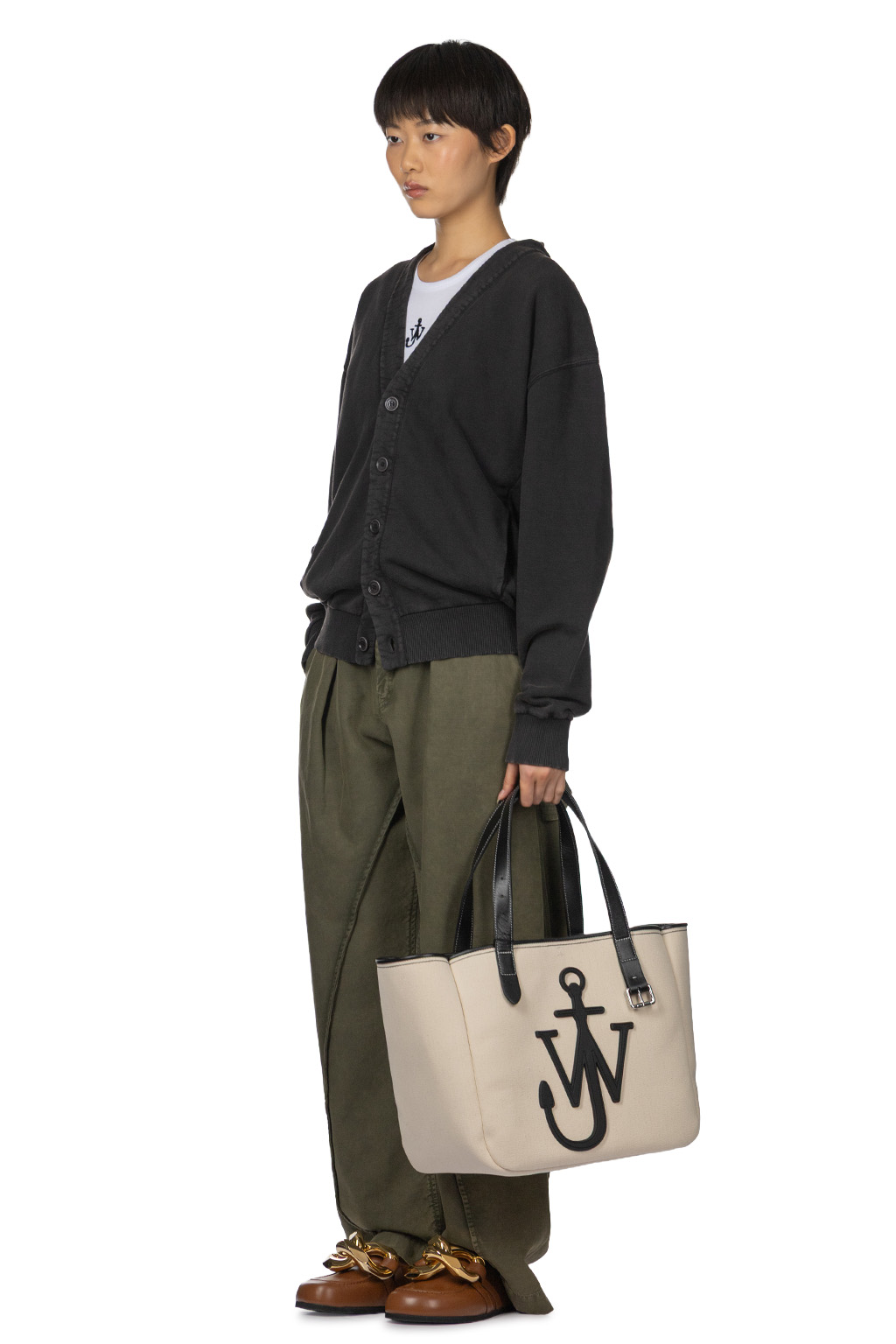 JW Anderson - Garment Dye V Neck Cardigan - Washed Black
