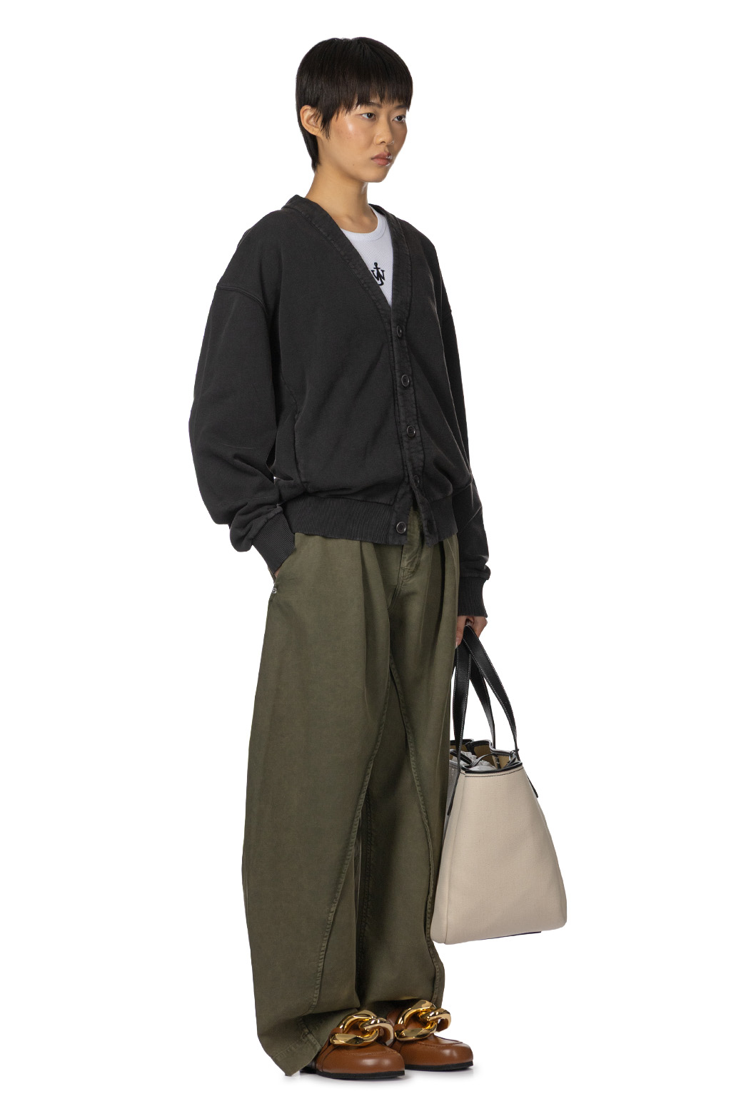 JW Anderson - Garment Dye V Neck Cardigan - Washed Black