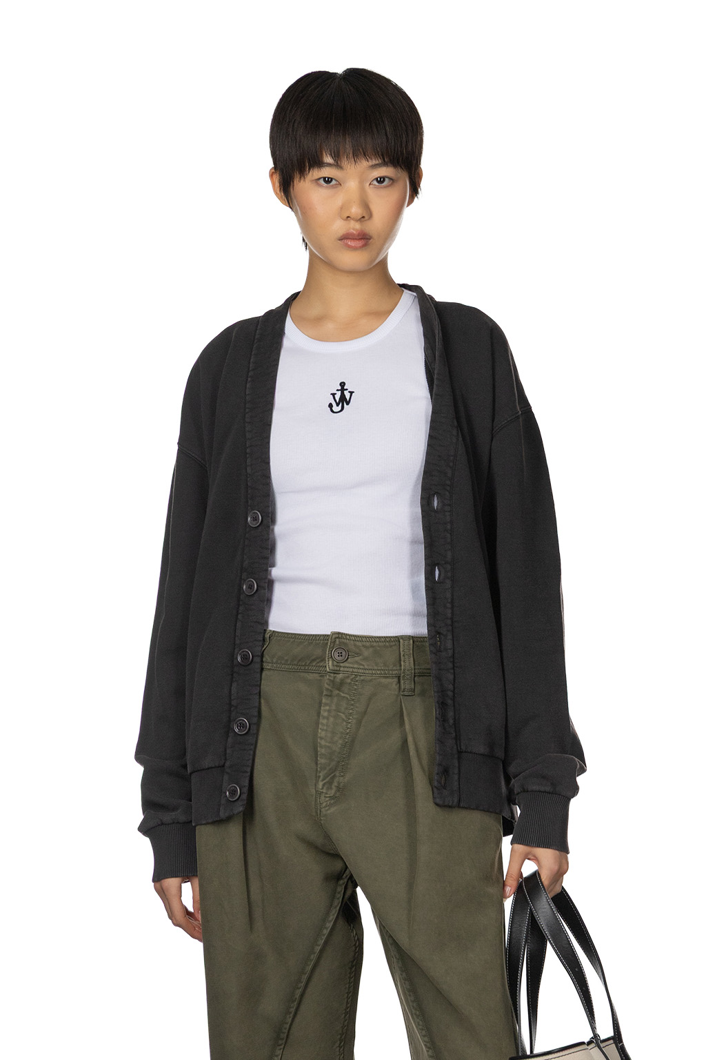 JW Anderson - Garment Dye V Neck Cardigan - Washed Black