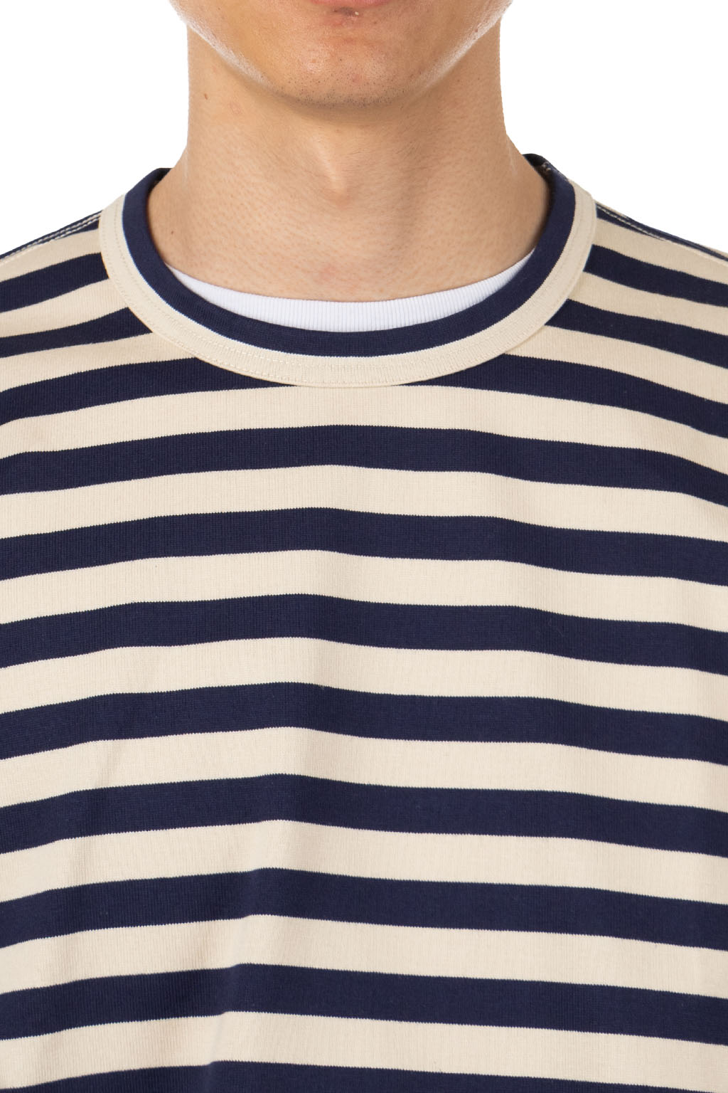 Junya Watanabe MAN - Cotton Jersey LS Tee - Navy x Natural